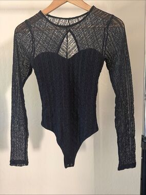 Abercrombie & Fitch Black Lace Long-Sleeve Bodysuit Size XS